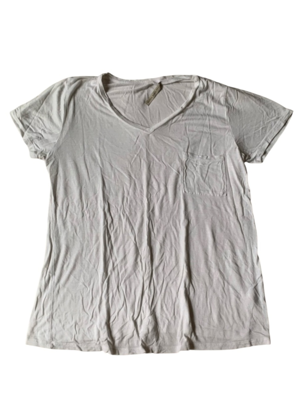 Active Basic White Short Sleeve V-Neck T-Shirt Classic Tee Size L